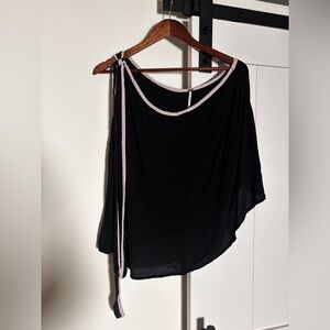 Free People Black Blouse with Pink Trim (M)